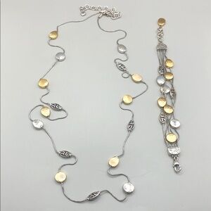 Brighton Mediterranean Long Necklace and Matching Bracelet Mixed Metal